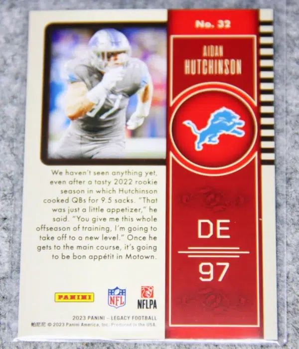 2023 Aidan Hutchinson #32 Panini Legacy Red Parallel SN#173 - back