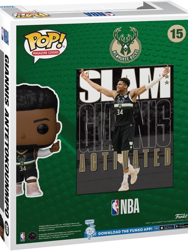 Funko POP! Giannis Antetokounmpo #15 Milwaukee Bucks NBA Slam Magazine Cover + Vinyl Figure - back