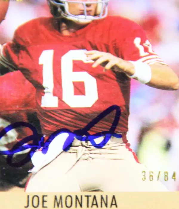 1990 Joe Montana #293 Leaf 2023 Pro Set Authentic Signature Memories SN#36 - detail