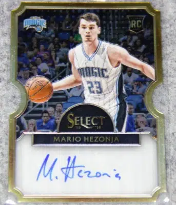 2015-16 Mario Hezonja #6 Panini Select Die-Cut RC Autograph SN#31 - front