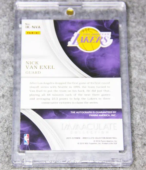2015-16 Nick Van Exel #IK-NVA Panini Immaculate Collection Ink Autograph SN#6 - back