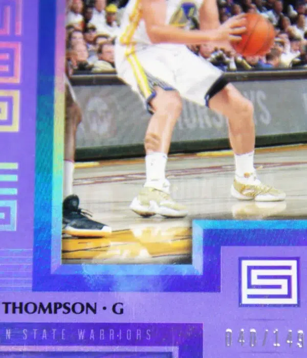 2017-18 Klay Thompson #14 Panini Status Symbols Purple PSA 9 MINT SN#40 - detail