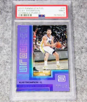 2017-18 Klay Thompson #14 Panini Status Symbols Purple PSA 9 MINT SN#40 - front