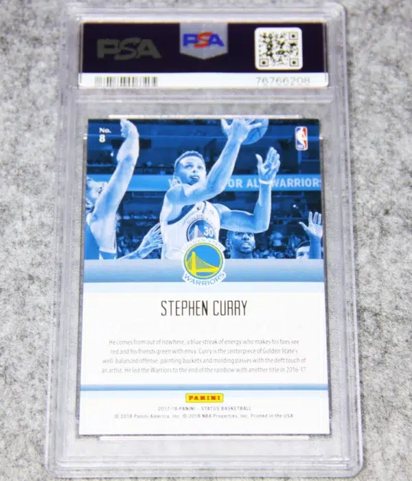 2017-18 Stephen Curry #8 Panini Status Symbols Red PSA 9 MINT SN#220 - back