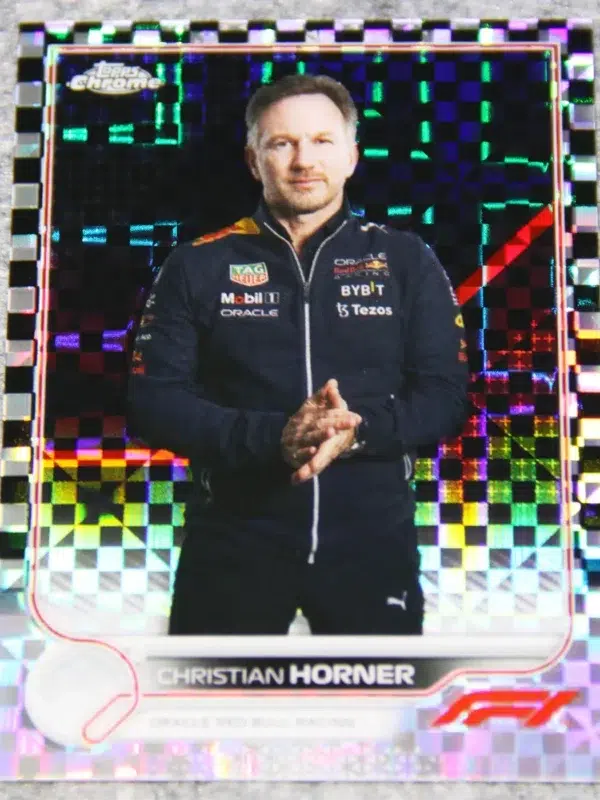 2022 Christian Horner #93 Topps Chrome F1 Checker Flag X-Fractor - front
