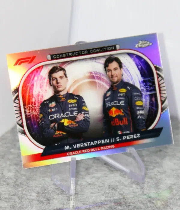 2022 Max Verstappen & Sergio Perez #CC-RBR Topps Chrome F1 Constructors Coalition - stand