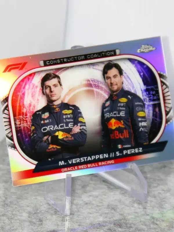 2022 Max Verstappen & Sergio Perez #CC-RBR Topps Chrome F1 Constructors Coalition - stand