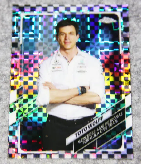 2022 Toto Wolff #99 Topps Chrome F1 Checker Flag Refractor SP - front