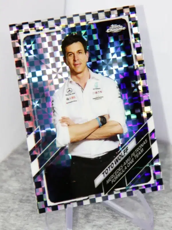 2022 Toto Wolff #99 Topps Chrome F1 Checker Flag Refractor SP - stand