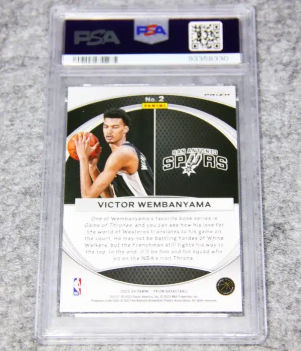 2023-24 Victor Wembanyama #2 Panini Prizm Global Reach Silver Prizm RC PSA 9 MINT - back