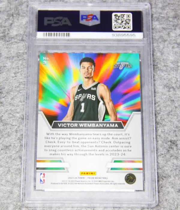 2023-24 Victor Wembanyama #3 Panini Prizm Instant Impact RC PSA 10 GEM MT - back