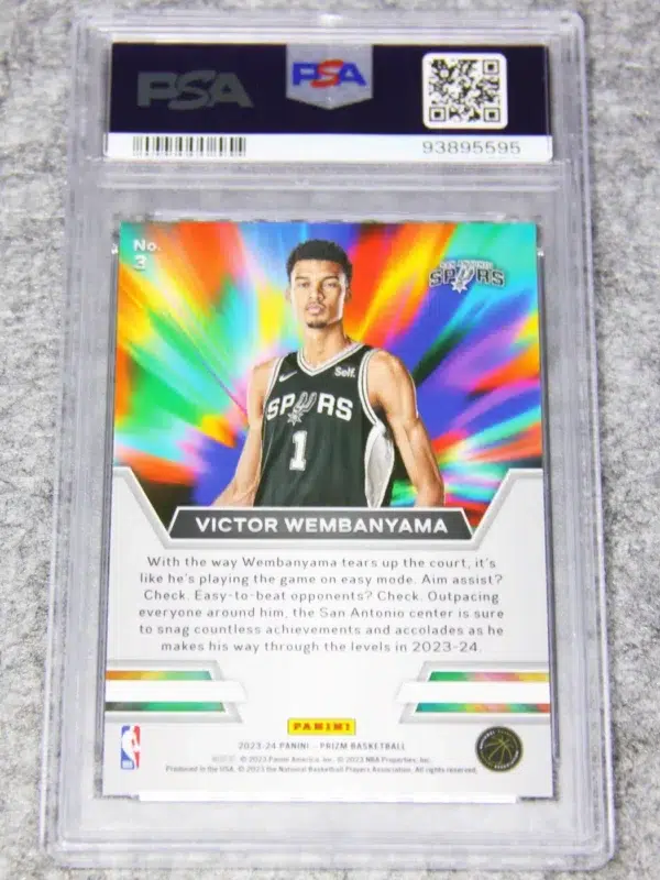 2023-24 Victor Wembanyama #3 Panini Prizm Instant Impact RC PSA 10 GEM MT - back