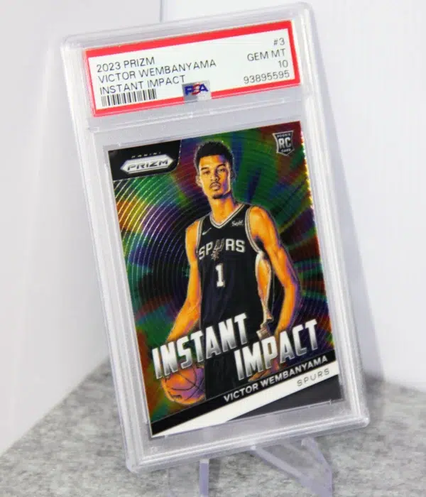 2023-24 Victor Wembanyama #3 Panini Prizm Instant Impact RC PSA 10 GEM MT - stand