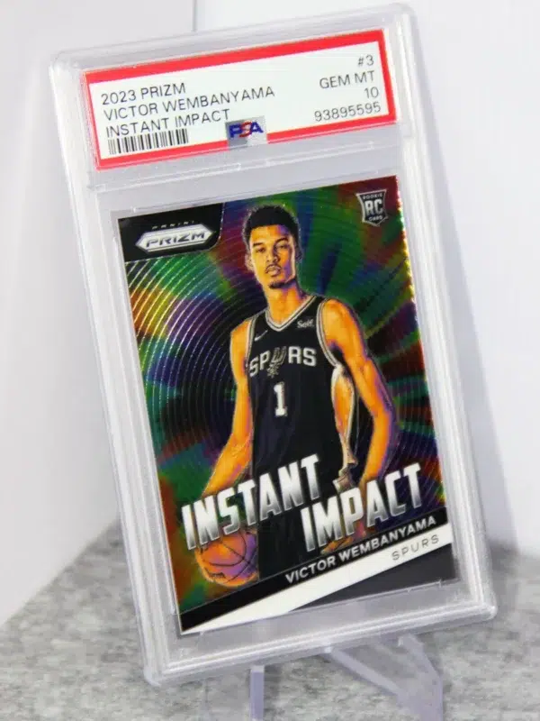 2023-24 Victor Wembanyama #3 Panini Prizm Instant Impact RC PSA 10 GEM MT - stand