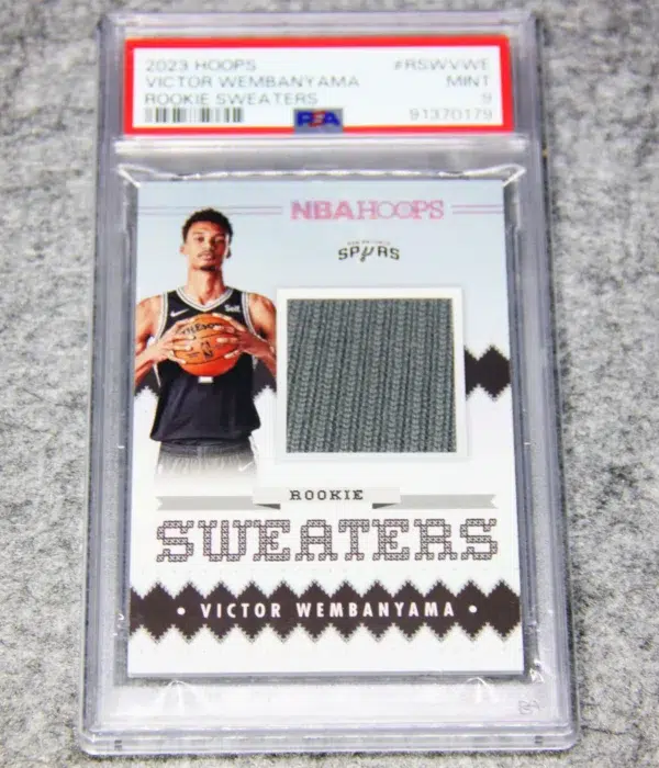2023-24 Victor Wembanyama #RSW-VWE Panini NBA Hoops Rookie Sweaters RC PSA 9 MINT - front