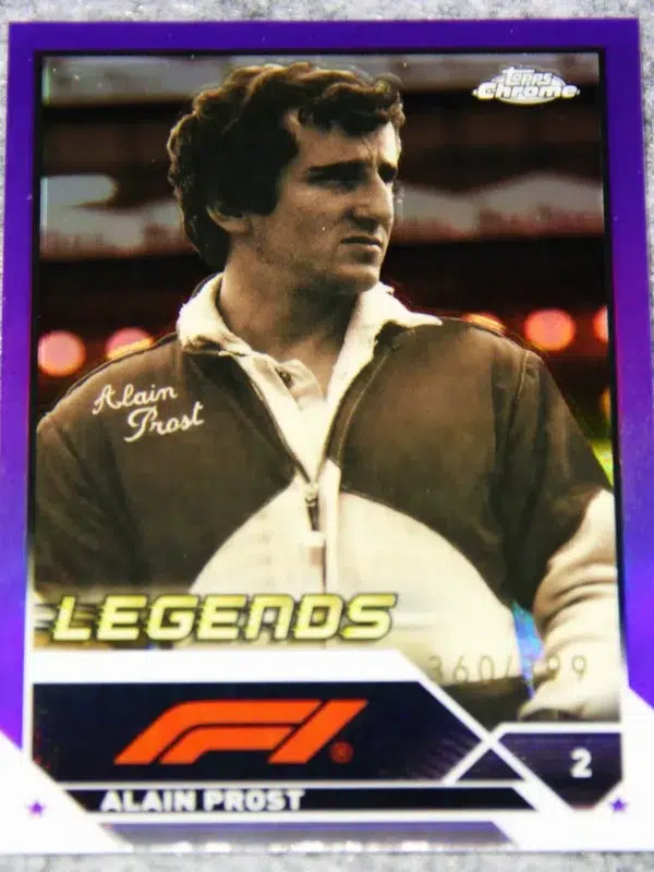 2023 Alain Prost #196 Topps Chrome F1 Legends Purple Refractor SN#360 - front