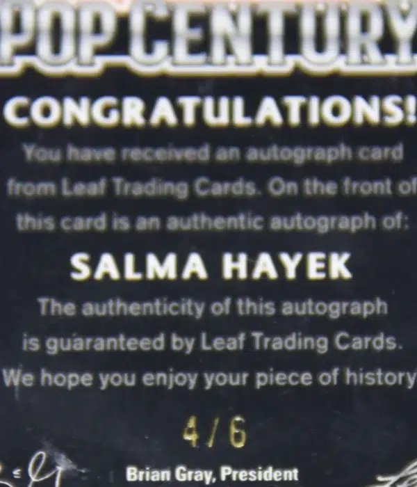 2023 Salma Hayek #BA-SH1 Leaf Metal 1st Pop Century Autograph Pink PSA 7 SN#4 - detail