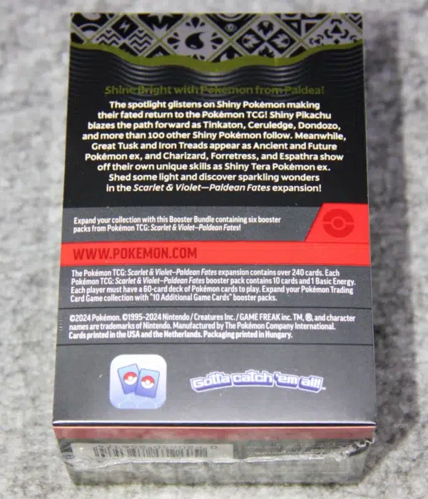 Pokemon TCG Scarlet & Violet Paldean Fates Booster 6pk Bundle - Sealed - back