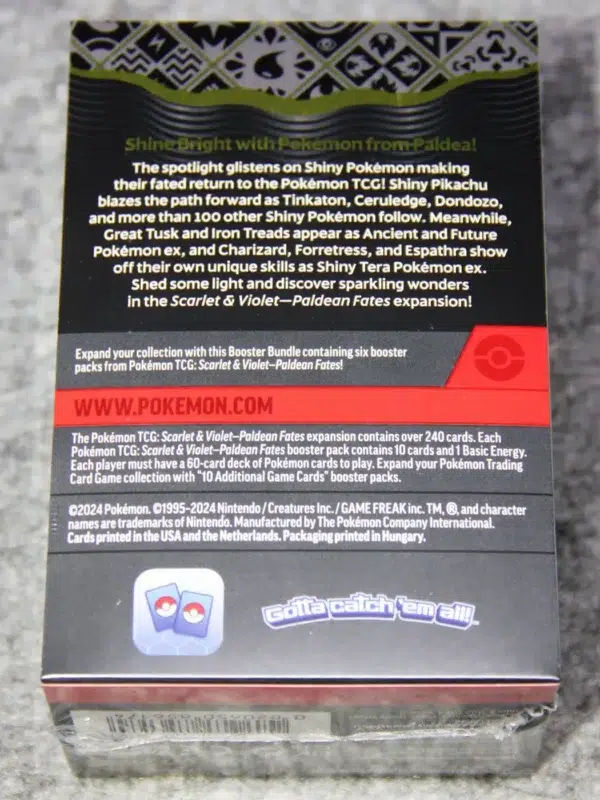 Pokemon TCG Scarlet & Violet Paldean Fates Booster 6pk Bundle - Sealed - back