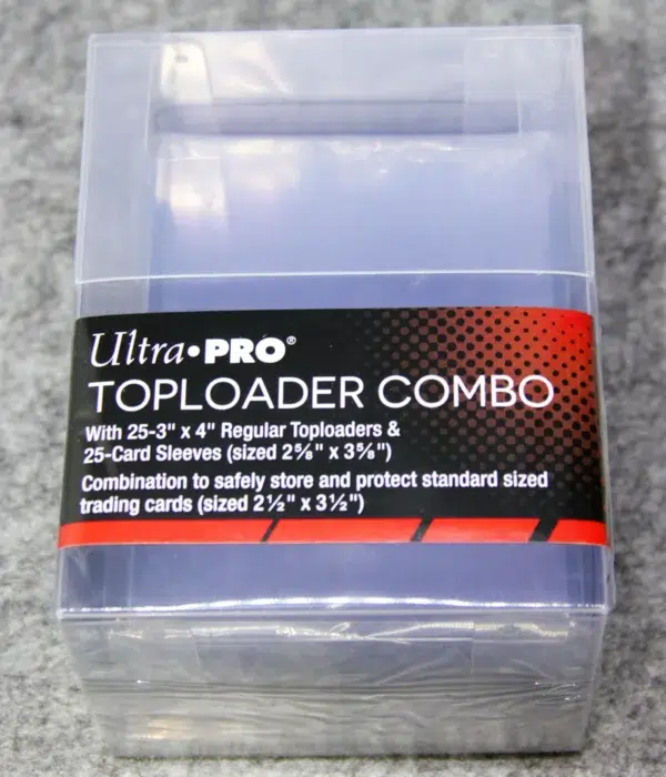 Ultra PRO 25ct Toploader Combo 3 x 4 & 25ct Card Sleeves & Storage box - front