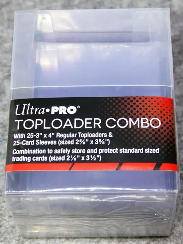 Ultra PRO 25ct Toploader Combo 3 x 4 & 25ct Card Sleeves & Storage box - front