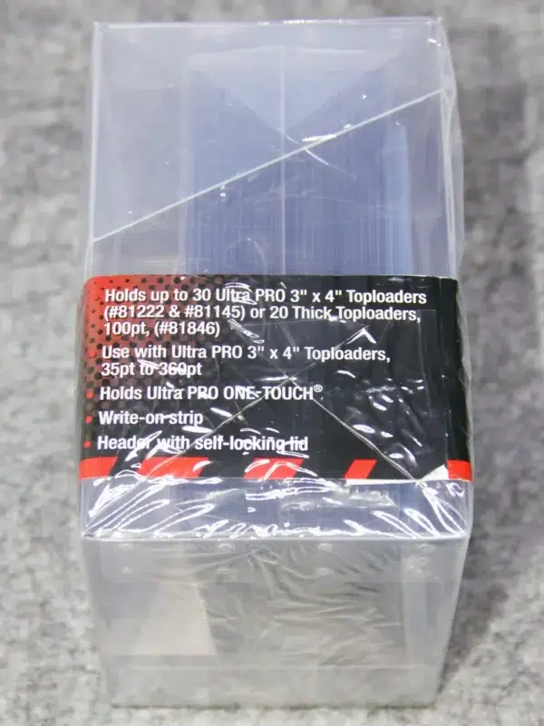 Ultra PRO 25ct Toploader Combo 3 x 4 & 25ct Card Sleeves & Storage box - side