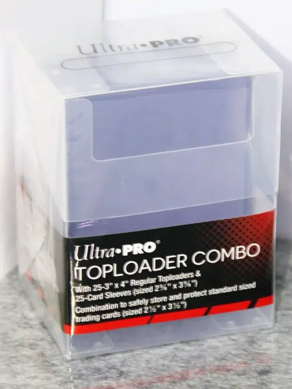 Ultra PRO 25ct Toploader Combo 3 x 4 & 25ct Card Sleeves & Storage box - stand