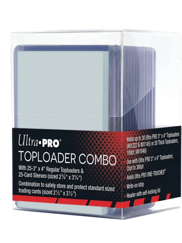 Ultra PRO 25ct Toploader Combo 3 x 4 & 25ct Card Sleeves & Storage box - supplier