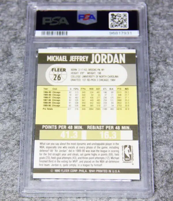 1990-91 Michael Jordan #26 Fleer Basketball PSA 9 MINT - back