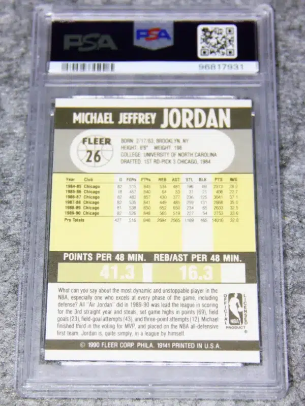 1990-91 Michael Jordan #26 Fleer Basketball PSA 9 MINT - back