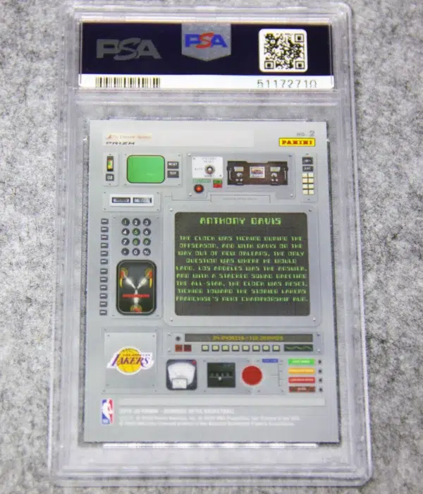 2019-20 Anthony Davis #2 Panini Donruss Optic T-Minus 3,2,1, Holo Prizm PSA 10 GEM MT - back