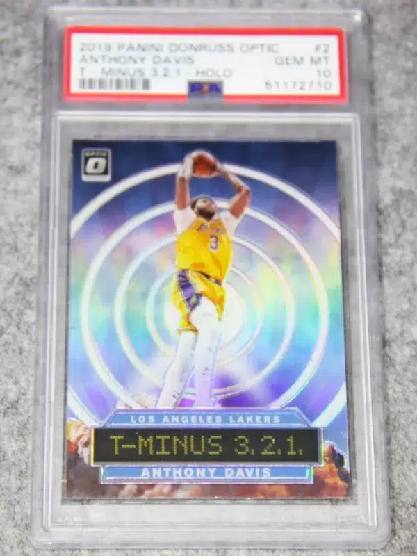 2019-20 Anthony Davis #2 Panini Donruss Optic T-Minus 3,2,1, Holo Prizm PSA 10 GEM MT - front