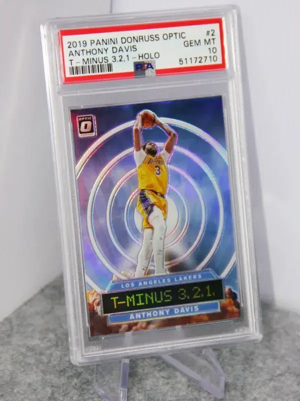 2019-20 Anthony Davis #2 Panini Donruss Optic T-Minus 3,2,1, Holo Prizm PSA 10 GEM MT - stand