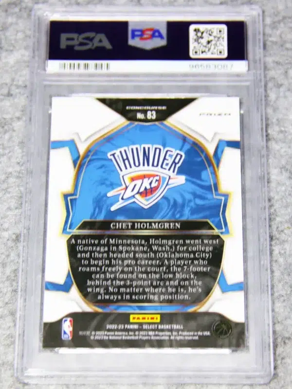 2022-23 Chet Holmgren #83 Panini Select Concourse Red Wave Prizm RC PSA 9 MT - back