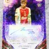 2023-24 Mika Godts #CA-MG Topps Chrome UEFA Club Competitions Purple Speckle Refractor RC Autograph SN#74 - front