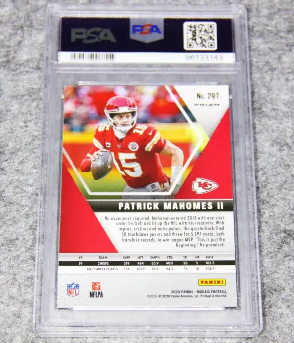 2020 Patrick Mahomes II #297 Panini Mosaic Reactive Green PSA 9 MINT - back