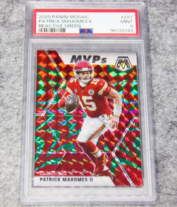 2020 Patrick Mahomes II #297 Panini Mosaic Reactive Green PSA 9 MINT - front