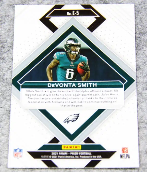 2021 DeVonta Smith #E-5 Panini Prizm Football Emergent RC - back