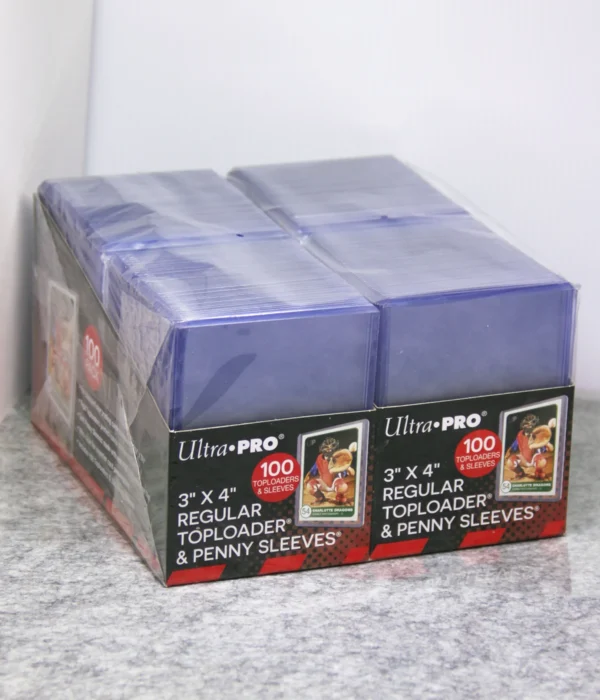 Ultra PRO Regular 200 Toploaders 3 x 4 35pt & 200 Card Sleeves Combo - stand