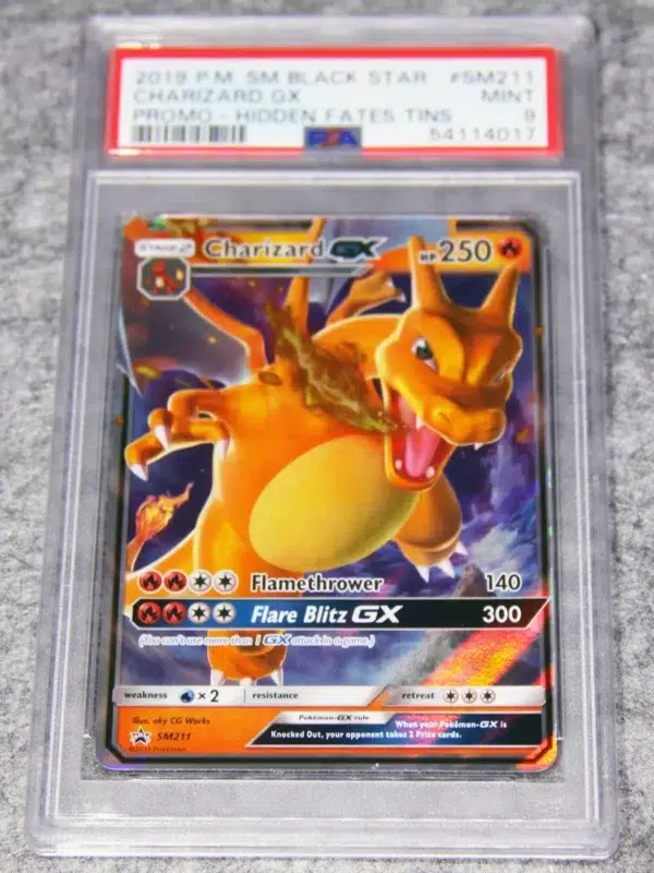 2019 Charizard GX SM211 Pokemon SM Black Star Promo Hidden Fates Tins Holo PSA 9 MINT - front