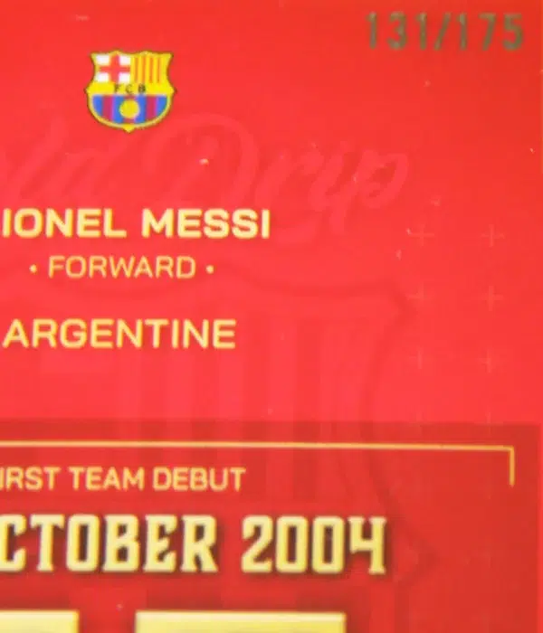 2022-23 Lionel Messi #50 Topps FC Barcelona Team Set Teal Gold Drips SN#131 PSA 8 NM-MT - detail