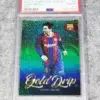 2022-23 Lionel Messi #50 Topps FC Barcelona Team Set Teal Gold Drips SN#131 PSA 8 NM-MT - front