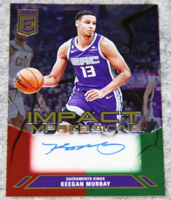 2023-24 Keegan Murray #II-KEE Panini Donruss Elite Impact Impressions Red Green Int’l Autograph - front