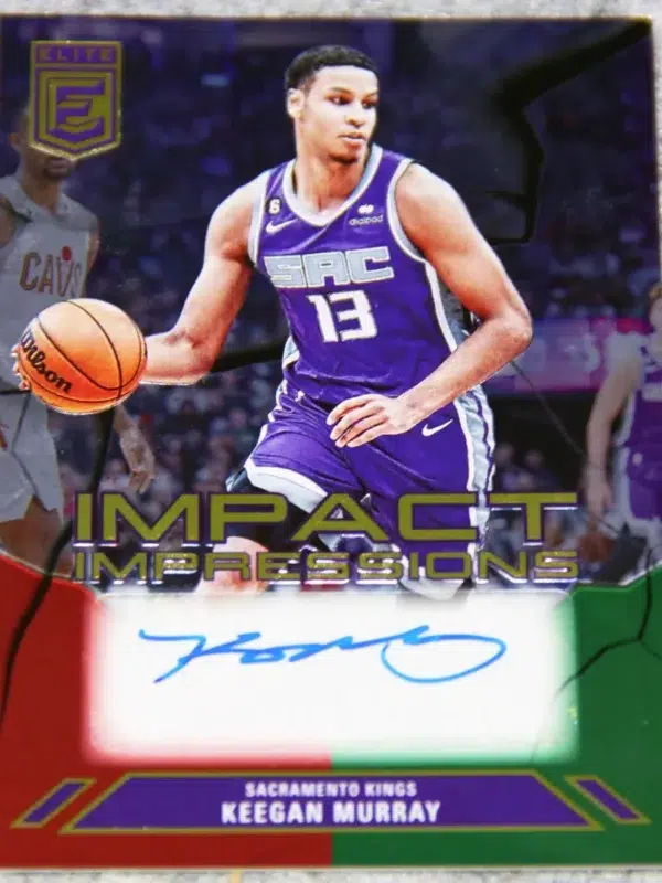 2023-24 Keegan Murray #II-KEE Panini Donruss Elite Impact Impressions Red Green Int’l Autograph - front