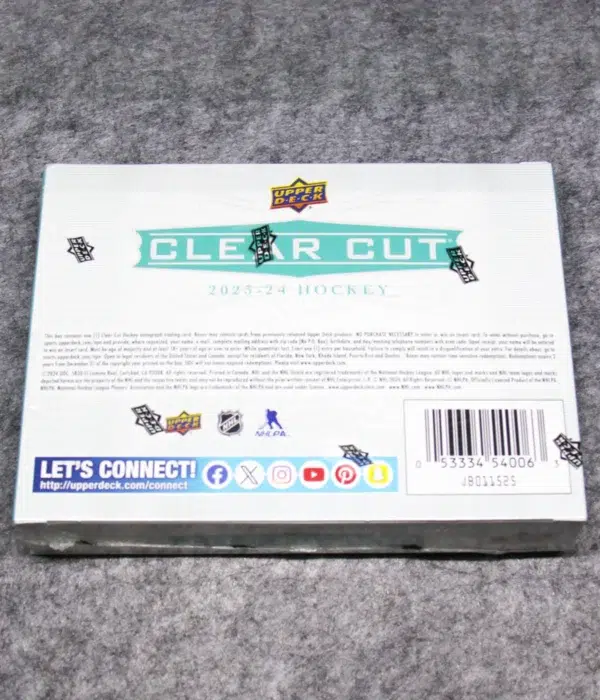 2023-24 Upper Deck Clear Cut NHL Hobby Box - back
