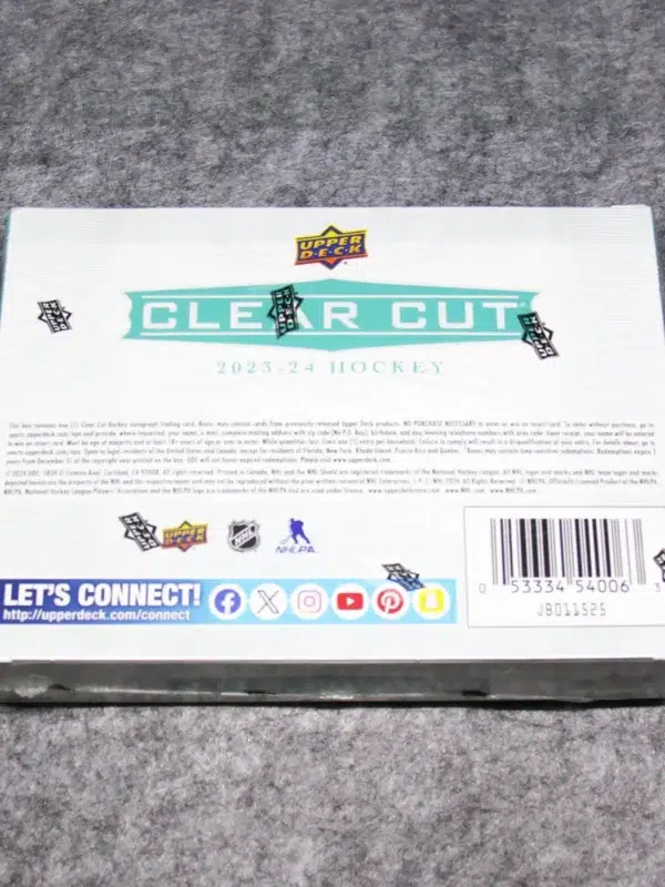 2023-24 Upper Deck Clear Cut NHL Hobby Box - back
