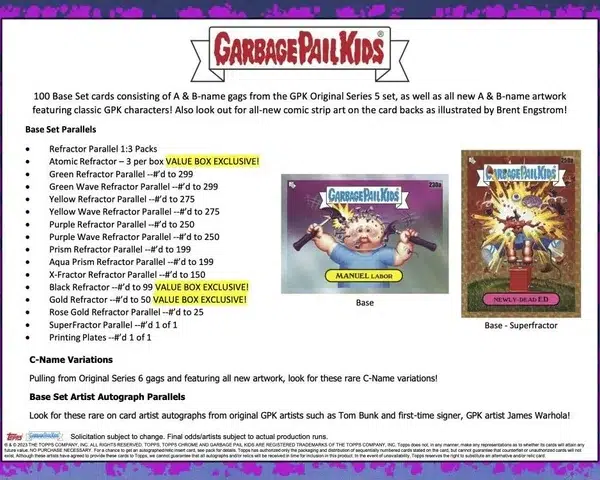 2023 Garbage Pail Kids Chrome 1986 Series 6 Value Box - supplier4