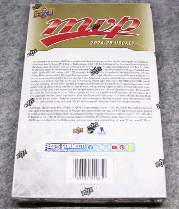2024-25 Upper Deck MVP Hockey NHL Hobby Box - back