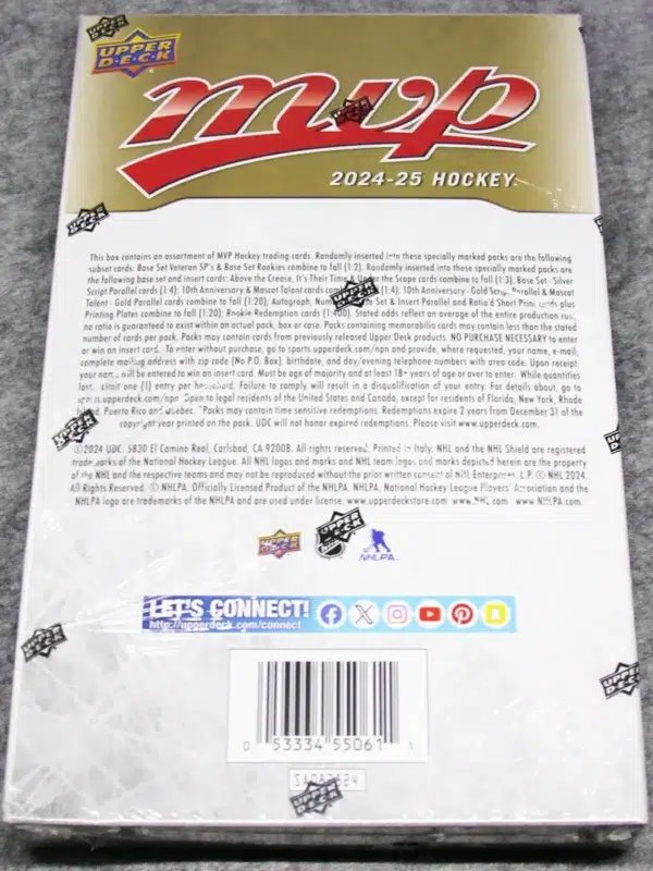 2024-25 Upper Deck MVP Hockey NHL Hobby Box - back