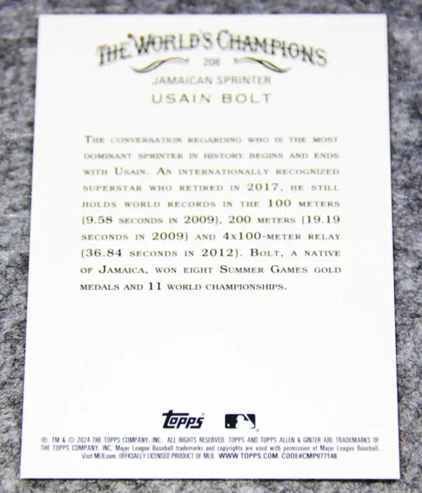 2024 Usain Bolt #208 Topps Allen & Ginter Silver Foil Hot Box Portrait - back